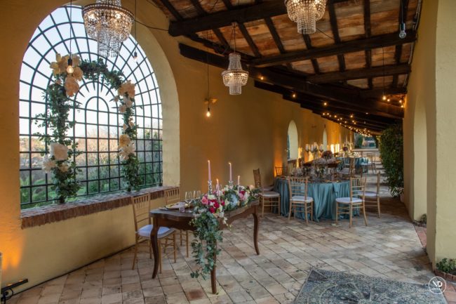 tavoli imbanditi per matrimonio villa piccolomini